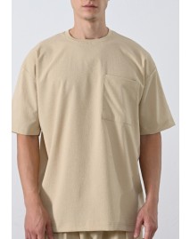 Oversized T-Shirt με τσεπάκι Alone Beige