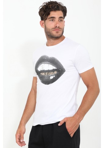 Ανδρικό T-shirt Lips White