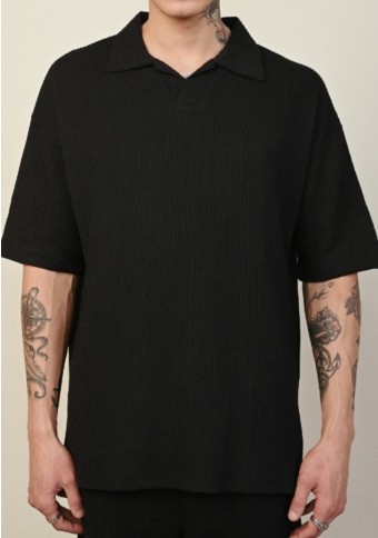 Oversized T-Shirt με γιακά Strange Black