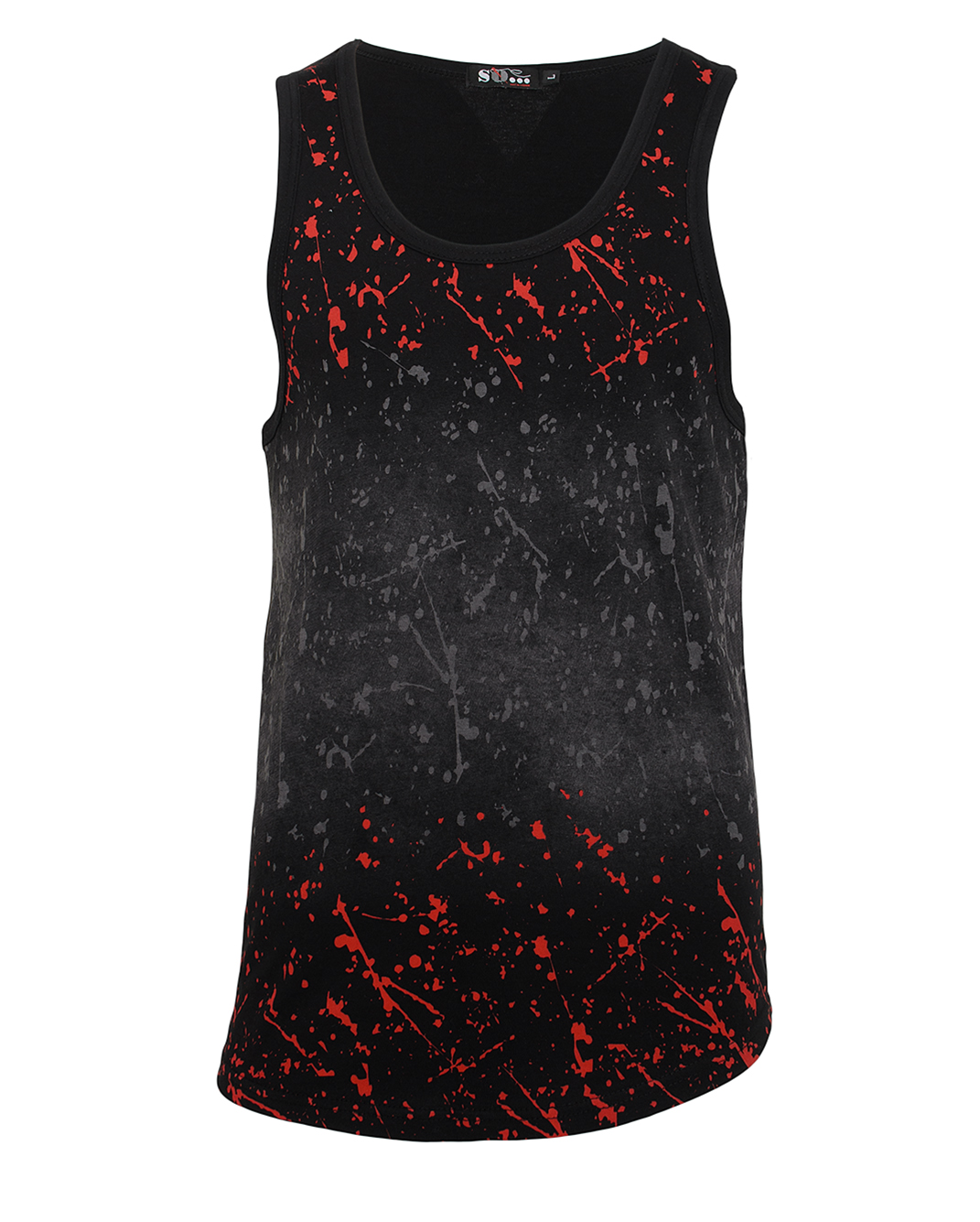 Ανδρικό Αμάνικο Red Grey Splash-Μαύρο Αρχική/Αντρικά Ρούχα/Μπλούζες/T-shirts